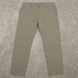 Ash & Erie Pants Mens 36x28 Green Solid Zip Fly Chinos Cotton Flex Casual Pocket
